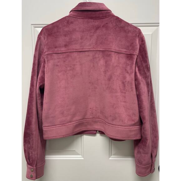 Nine West Pink Velvet Zip-up jacket cropped size large barbie girly feminine - Picture 6 of 7